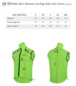 Cycling Gillet size chart