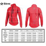 Red Hooded Cycling Jacket Size Chart