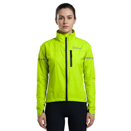 Women’s Fluorescent Cycling Hooded Jacket | Waterproof Rain Coat for Outdoor Riding & Sports