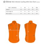 Orange Cycling Gilet size chart