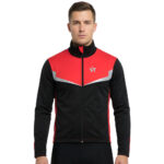 Sikma Men’s Red Windproof Cycling Softshell Jacket – Thermal Fleece Lined Winter Coat