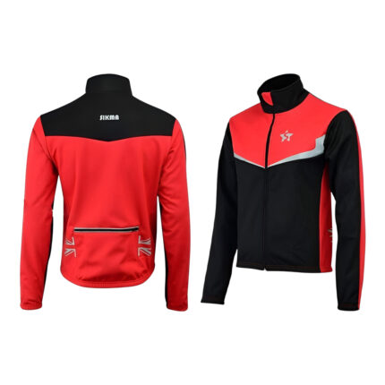 Sikma Men’s Red Windproof Cycling Softshell Jacket – Thermal Fleece Lined Winter Coat