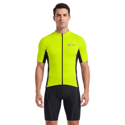 Sikma Men’s Cycling Jersey | High-Vis Yellow Short Sleeve Breathable Bike Shirt