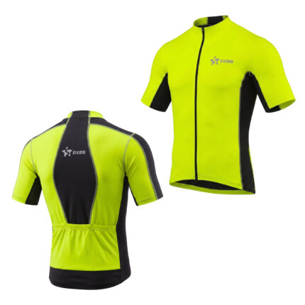 Sikma Men’s Cycling Jersey | High-Vis Yellow Short Sleeve Breathable Bike Shirt