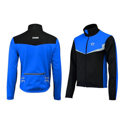 Sikma Men’s Blue Windproof Cycling Softshell Jacket – Thermal Fleece Lined Winter Coat