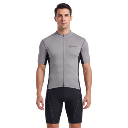 Sikma Men’s Grey Cycling Jersey | Lightweight Short Sleeve Breathable Sportswear