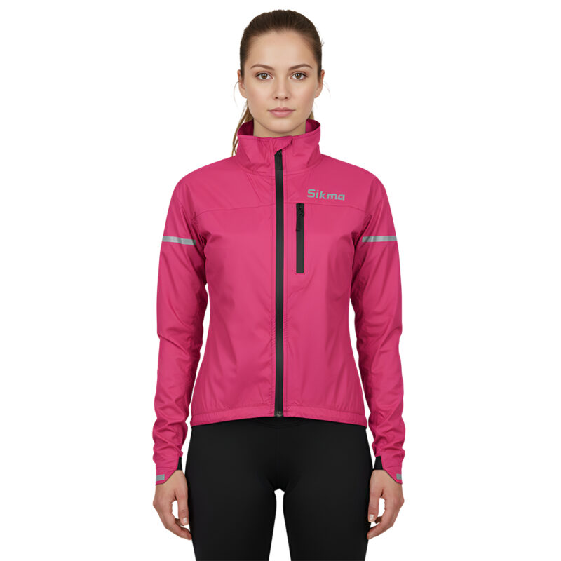Women’s Pink Waterproof Cycling Jacket with Hood | Lightweight Rain Coat for Outdoor Biking, Running & Sports
