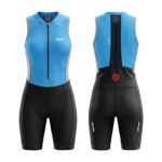 Sikma Women’s Sleeveless Blue Triathlon Cycling Skinsuit | One-Piece Aero Performance Speedsuit