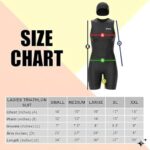 Women’s sleeveless triathlon cycling skinsuit black front view and padded design