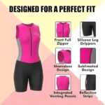 Women’s pink triathlon skinsuit back view aerodynamic one piece cycling suit