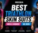 Male and female triathlete wearing compression triathlon skin suits at race start UK 2026
