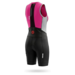 Women’s pink triathlon skinsuit back view aerodynamic one piece cycling suit