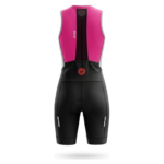 Women’s pink triathlon skinsuit back view aerodynamic one piece cycling suit