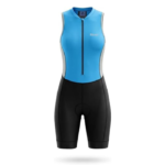 Women’s Blue Triathlon Cycling Skinsuit Front View