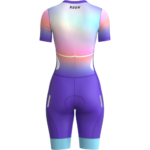 RUUN Women's Cycling Trisuit Half Sleeve Padded Mesh Skinsuit with Rear Pockets Hi Viz Reflective