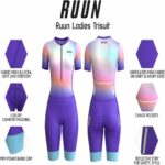 RUUN Women's Cycling Trisuit Half Sleeve Padded Mesh Skinsuit with Rear Pockets Hi Viz Reflective