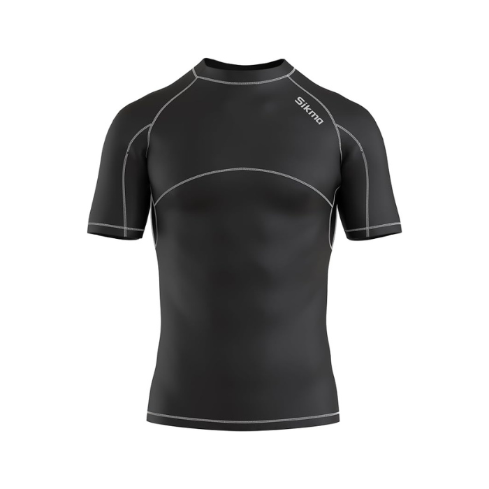 Untitled (700 x 700 px) (2) Sikma men's half sleeve compression shirt with quick dry breathable fabric for gym, running, and training