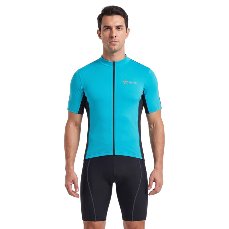 Sikma Men’s Blue Short Sleeve Cycling Jersey | Breathable Bicycle Sportswear Shirt