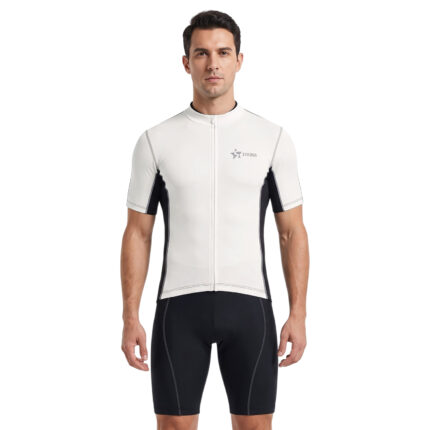 Sikma Men’s White Short Sleeve Cycling Jersey | Breathable Bicycle Sportswear Shirt