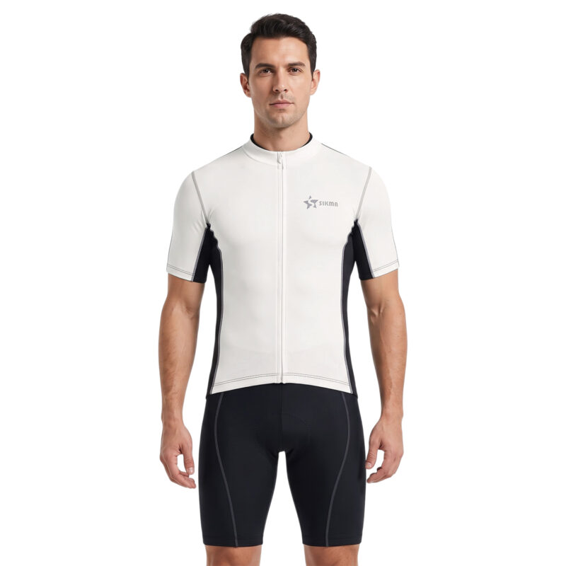 Sikma Men’s White Short Sleeve Cycling Jersey | Breathable Bicycle Sportswear Shirt