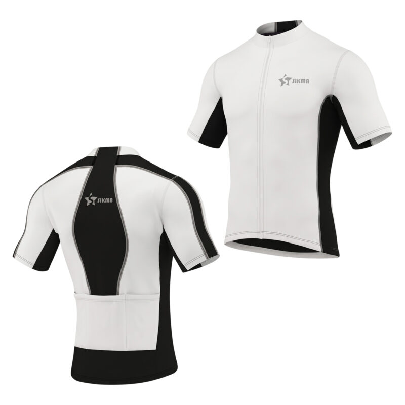 Sikma Men’s White Short Sleeve Cycling Jersey | Breathable Bicycle Sportswear Shirt