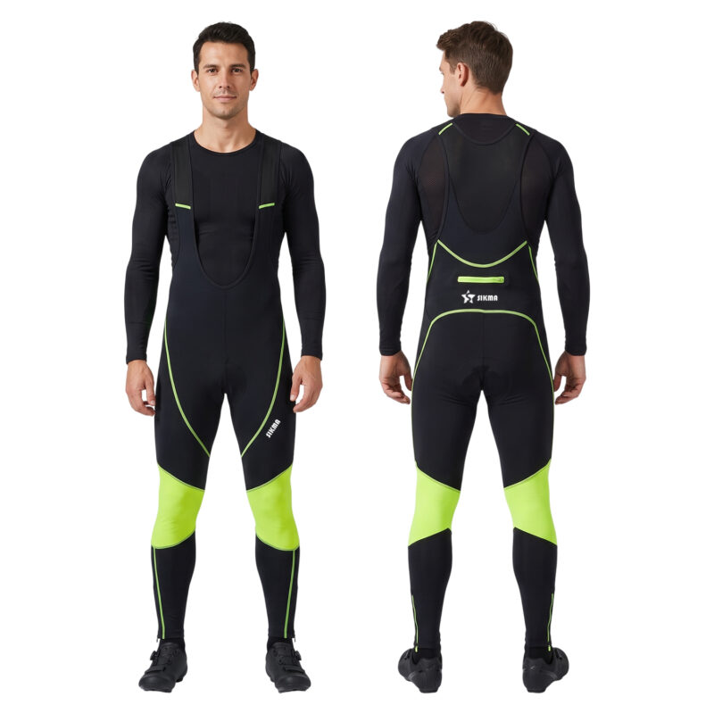Sikma Men’s Yellow Thermal Cycling Bib Tights | 3D Padded Leggings