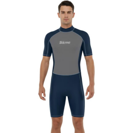Sikma Men’s Navy Blue 3mm Neoprene Short Sleeve Wetsuit – Surfing & Diving Suit