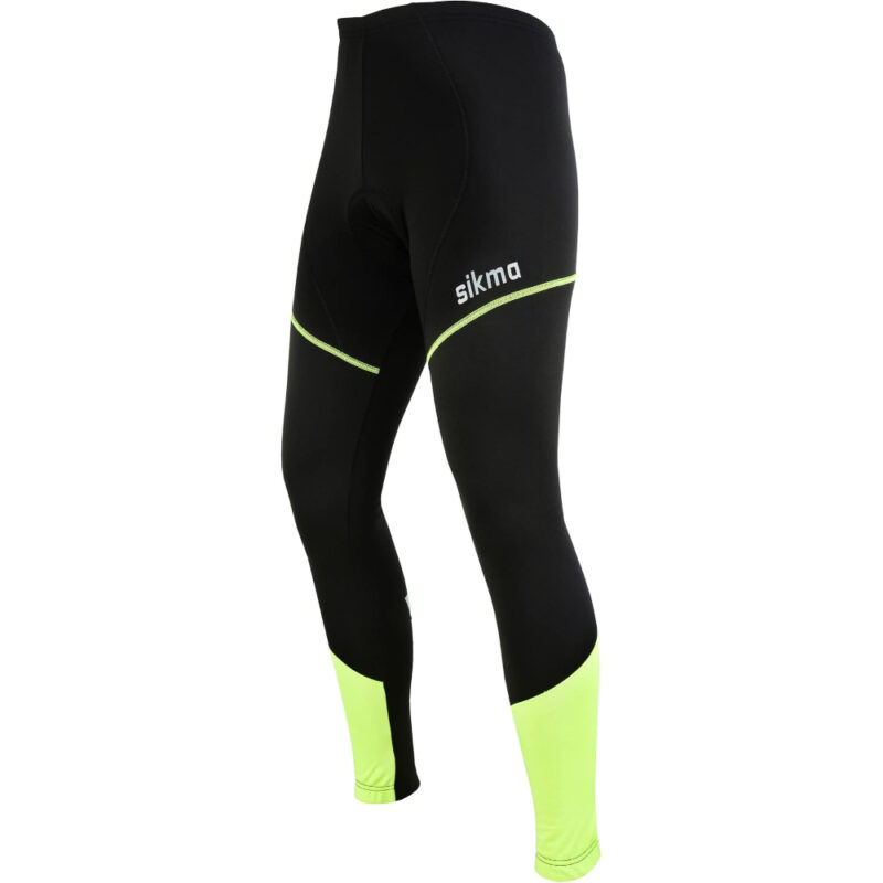 Sikma Men’s Winter Cycling Tights | High-Vis Yellow Thermal 3D Coolmax Padded Biking Trousers
