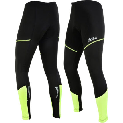 Sikma Men’s Winter Cycling Tights | High-Vis Yellow Thermal 3D Coolmax Padded Biking Trousers